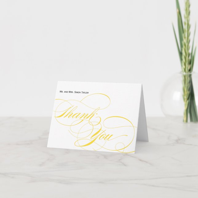 Tarjeta de agradecimiento con elegante letra manus (Anverso)