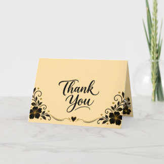 Tarjeta de agradecimiento con elegante letra scrip