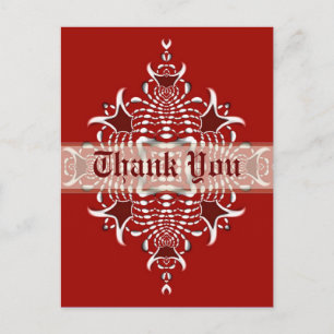 Tarjeta de agradecimiento con emblema fractal rojo
