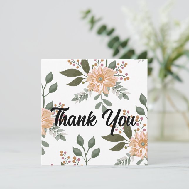 Tarjeta de agradecimiento con estampado floral (Anverso de pie)