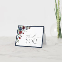 Tarjeta de agradecimiento con estampado floral azu