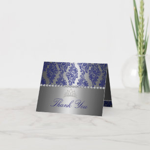 Tarjeta de agradecimiento con estampado floral azu