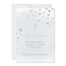 tarjeta de agradecimiento con estrellas beige en n
