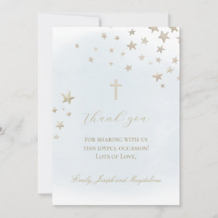 tarjeta de agradecimiento con estrellas beige en n