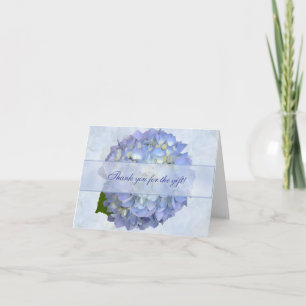 Tarjeta de agradecimiento con flor de hortensia az