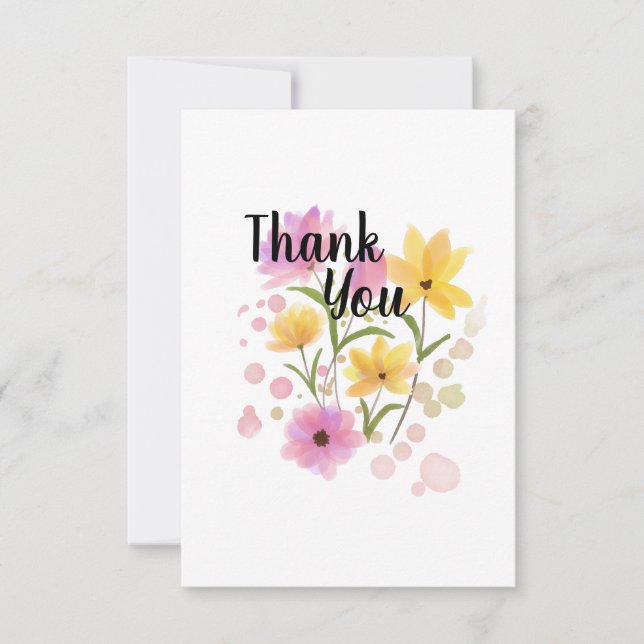 Tarjeta de agradecimiento con flores amarillas y m (Anverso)