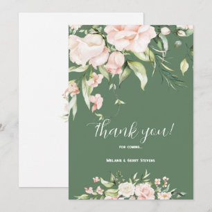 Tarjeta de agradecimiento con flores blancas y ros