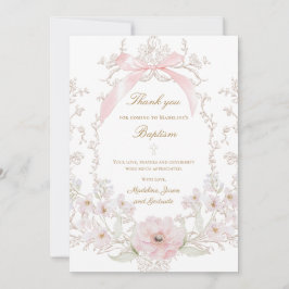 tarjeta de agradecimiento con flores de lazo rosa