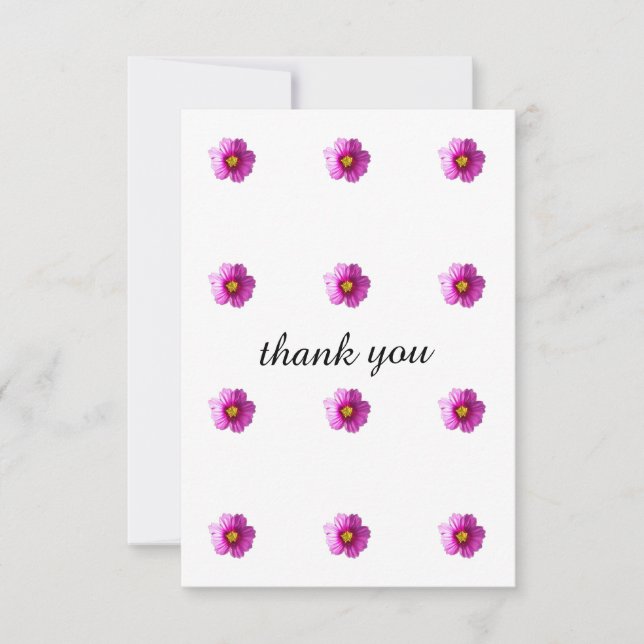 tarjeta de agradecimiento con flores moradas (Anverso)