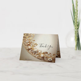 Tarjeta de agradecimiento con floritura dorada orn