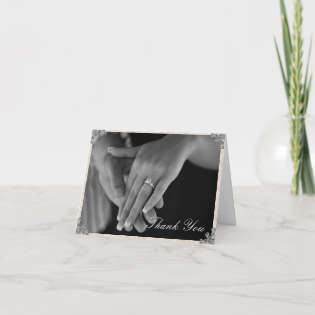 Tarjeta de agradecimiento con floritura en la esqu (Anverso)