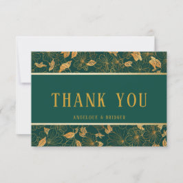 Tarjeta de agradecimiento con follaje verde esmera