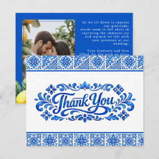 Tarjeta De Agradecimiento Con foto Azul & Limone Romance