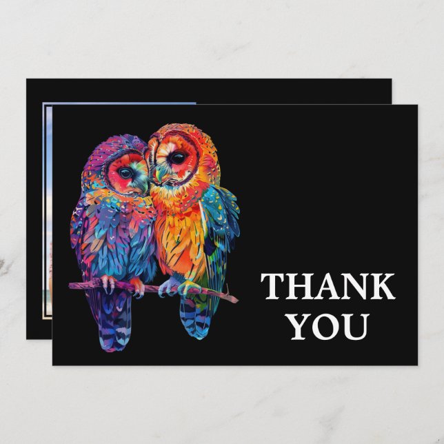 Tarjeta De Agradecimiento 🌈 con foto boda de la Unidad Eterna LGBTQ (Anverso / Reverso)