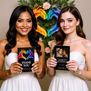 Tarjeta De Agradecimiento 🌈 ❤️ con foto corazón de boda del Orgullo