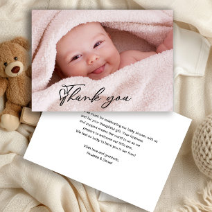 Tarjeta de agradecimiento con foto de bebé adorabl