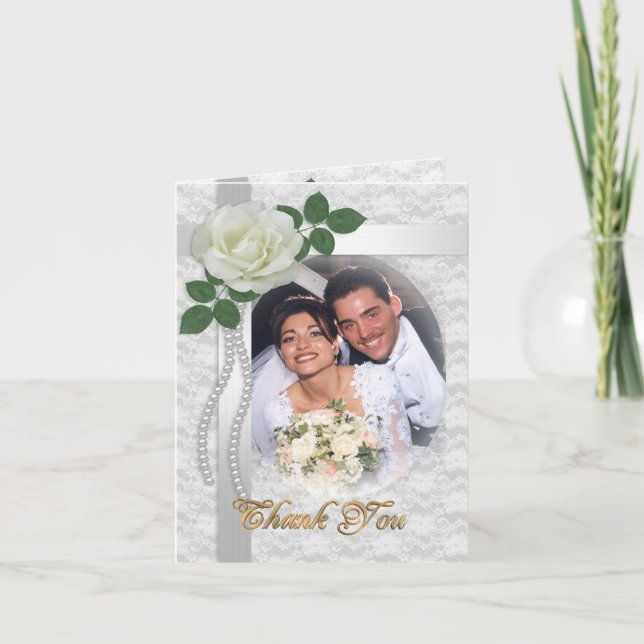Tarjeta de agradecimiento con foto de boda (Anverso)
