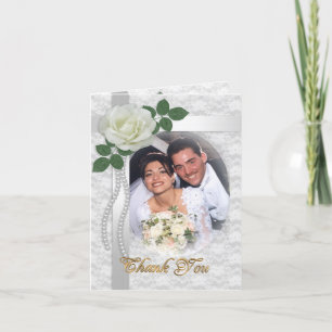 Tarjeta de agradecimiento con foto de boda