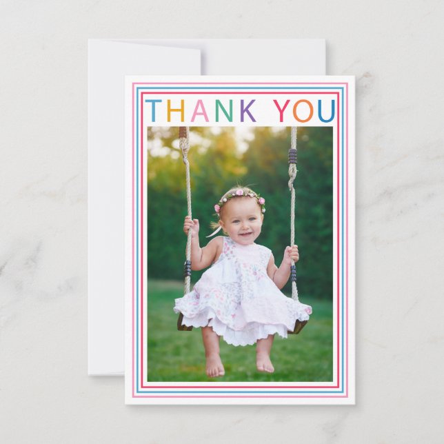 Tarjeta de agradecimiento con foto de borde de arc (Anverso)
