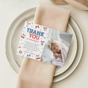 Tarjeta de agradecimiento con foto de chica muy am