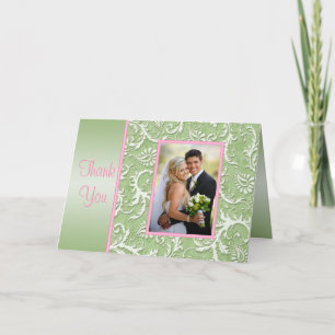 Tarjeta de agradecimiento con foto de damasco rosa