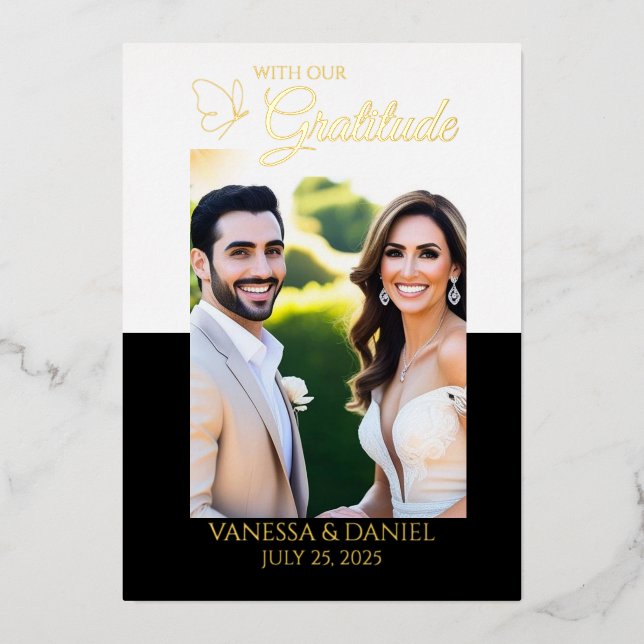 Tarjeta de agradecimiento con foto de mariposa ele (Anverso)