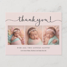 Tarjeta de agradecimiento con foto de niña bebé ro
