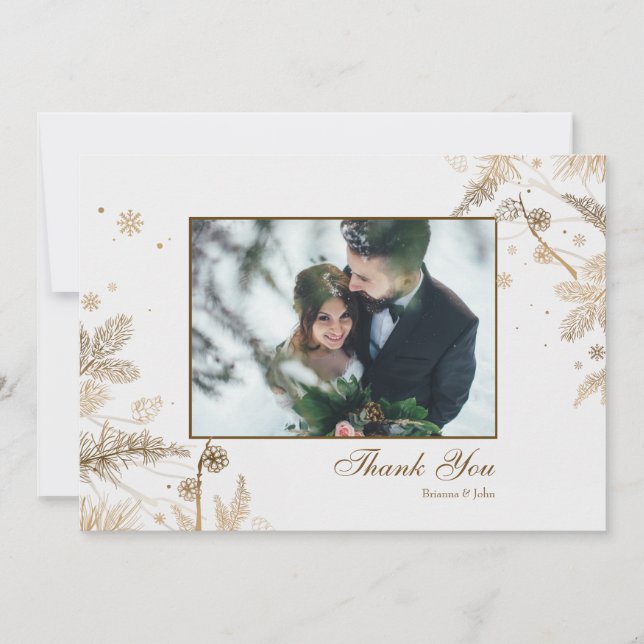 Tarjeta de agradecimiento con foto de ramas de inv (Anverso)