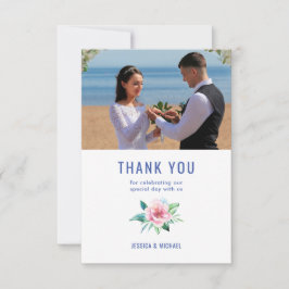 Tarjeta de agradecimiento con foto de ramo floral 
