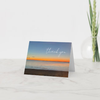 Tarjeta de agradecimiento con foto del atardecer e