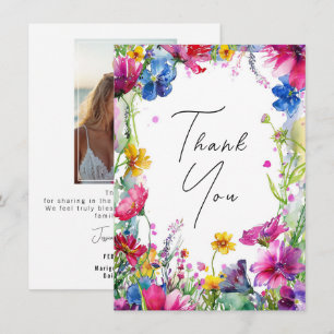 Tarjeta De Agradecimiento Con foto Gracias Meadow Blooms Collection