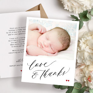Tarjeta de agradecimiento con foto para baby showe
