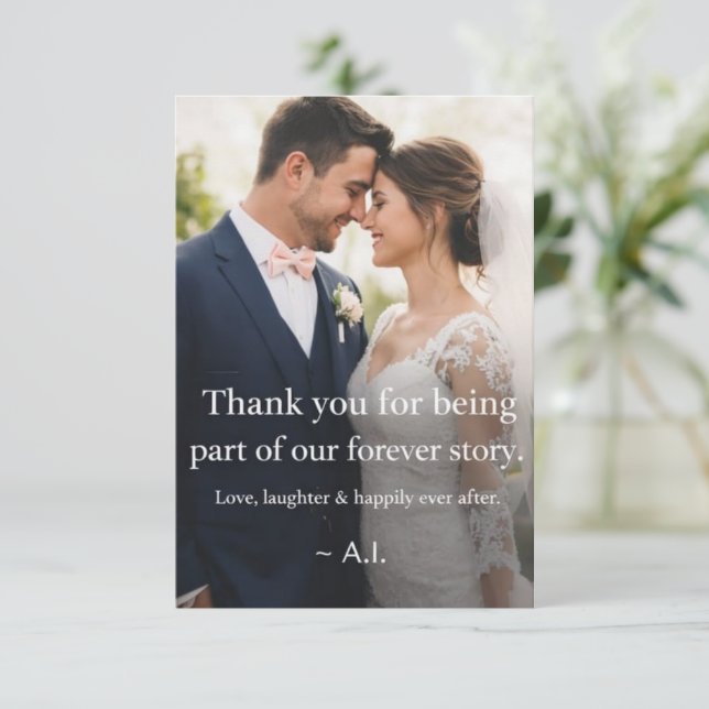 Tarjeta de agradecimiento con foto personalizada d (Anverso de pie)