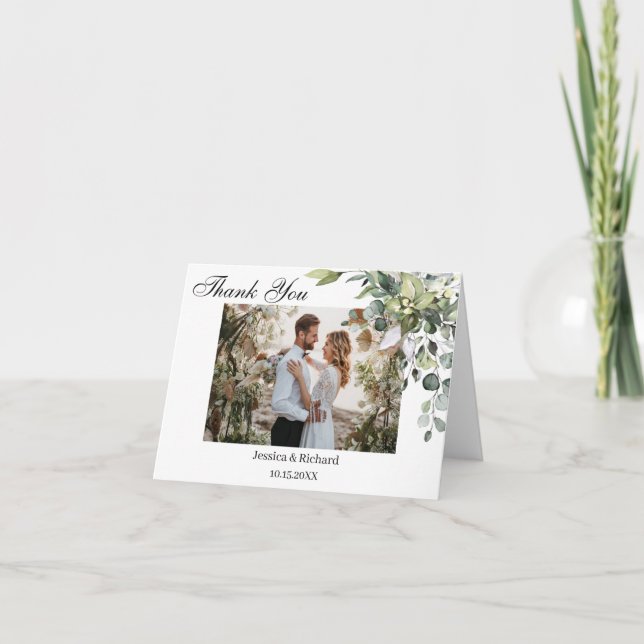 Tarjeta de agradecimiento con foto plegable de acu (Anverso)