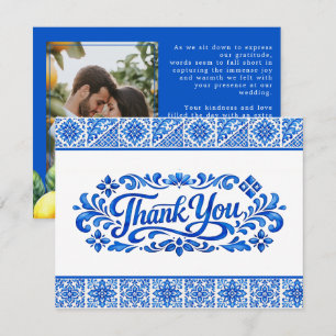 Tarjeta De Agradecimiento Con foto Romance Azul & Limone