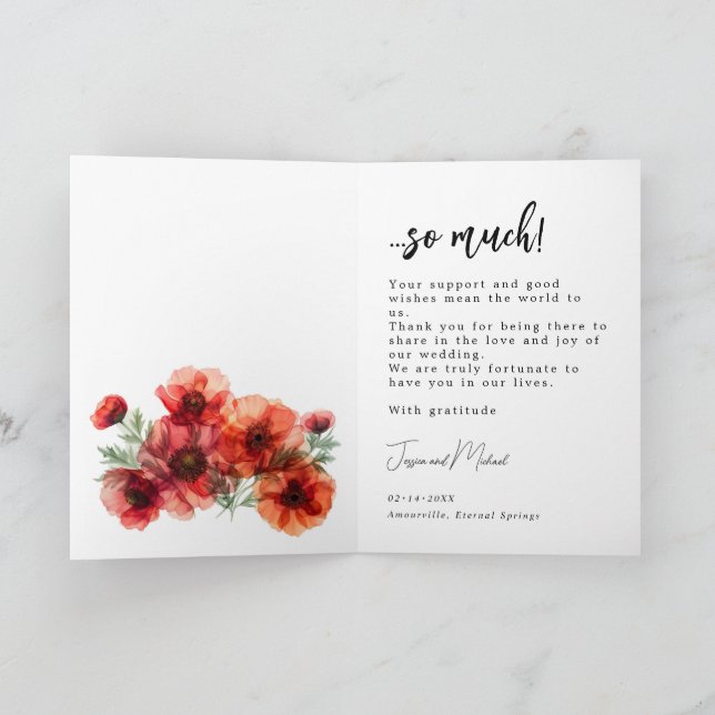 Tarjeta De Agradecimiento Con foto Scarlet Petal Serenade (Interior)