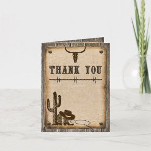 Tarjeta de agradecimiento con foto western de made