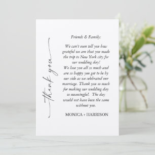 Tarjeta de agradecimiento con foto y letra elegant