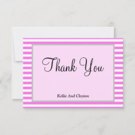 Tarjeta de agradecimiento con franjas rosadas/blan