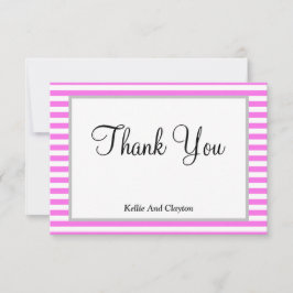 Tarjeta de agradecimiento con franjas rosadas/blan