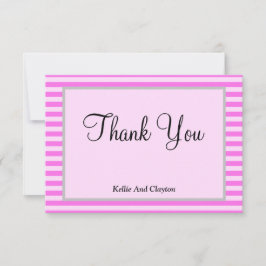 Tarjeta de agradecimiento con franjas rosas enmarc