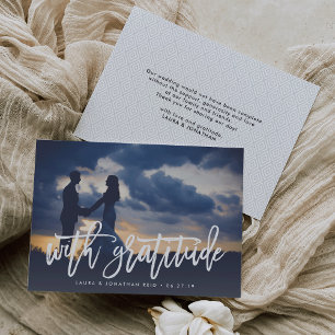 Tarjeta De Agradecimiento Con gratitud   Foto Gracias con mensaje de respald