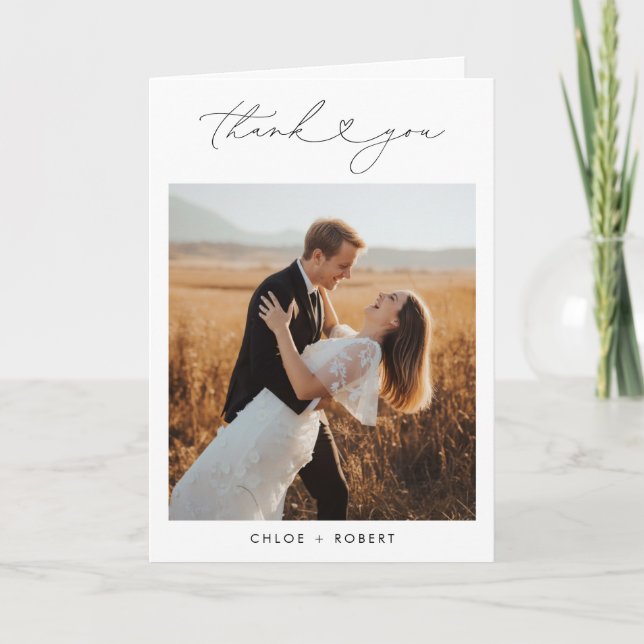 Tarjeta de agradecimiento con guión boho minimalis (Anverso)