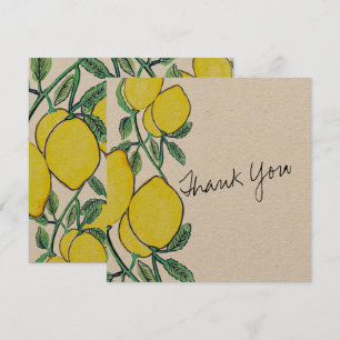 Tarjeta de agradecimiento con guión de limón acuar