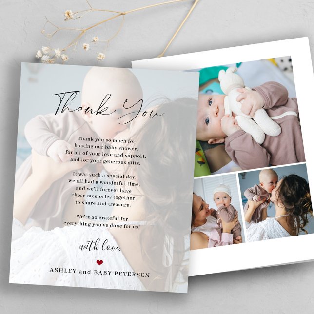 Tarjeta de agradecimiento con guión para 4 fotos d (Subido por el creador)