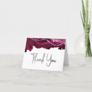 Tarjeta de agradecimiento con guión plateado y ága