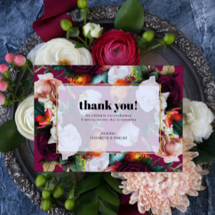 Tarjeta de agradecimiento con hermosas flores de v