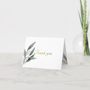 Tarjeta de agradecimiento con hoja verde elegante