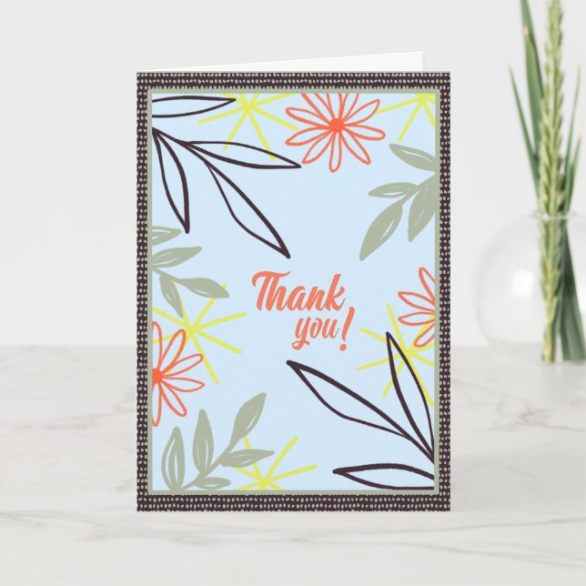 Tarjeta de agradecimiento con hojas florales moder (Anverso)