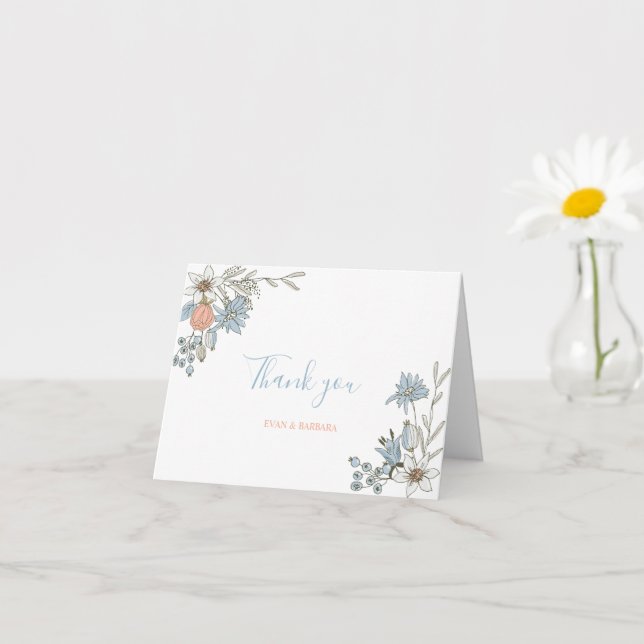 Tarjeta de agradecimiento con ilustración floral b (Planta pequeña)